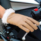 Womens Brown Fur Leather Gloves