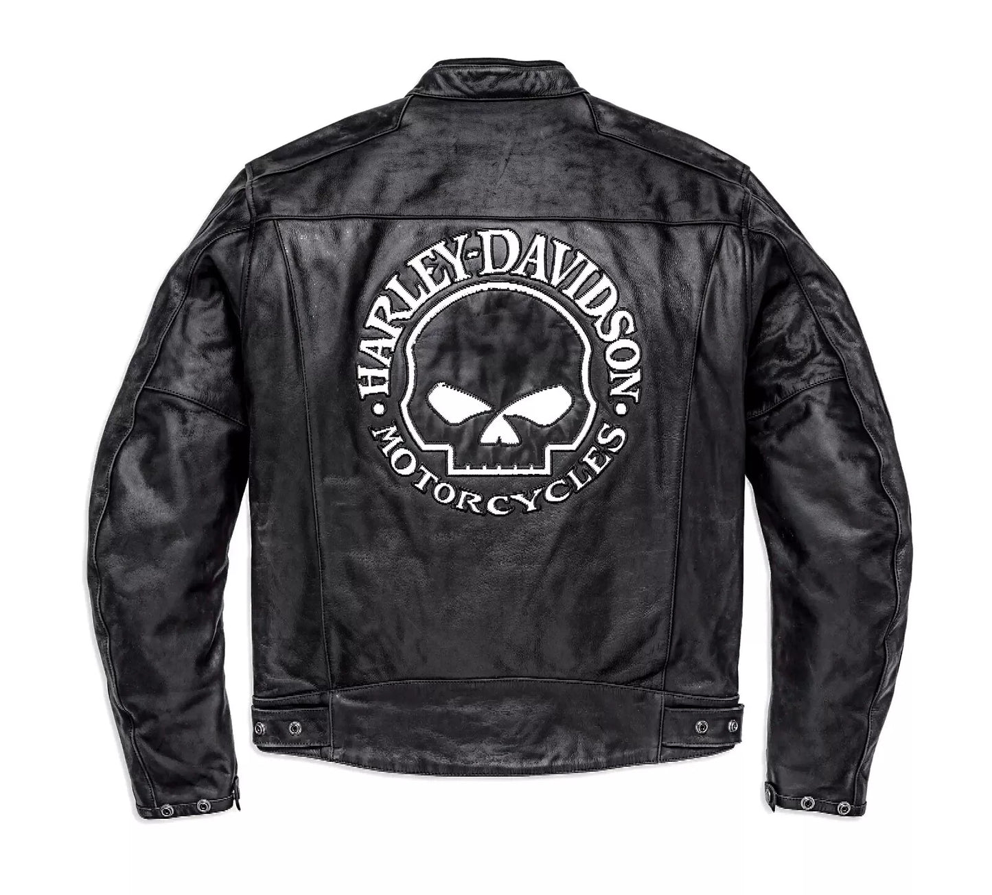 Harley Davidson Men's Blouson CUIR Skull Reflective Jacket Biker Leather Jacket