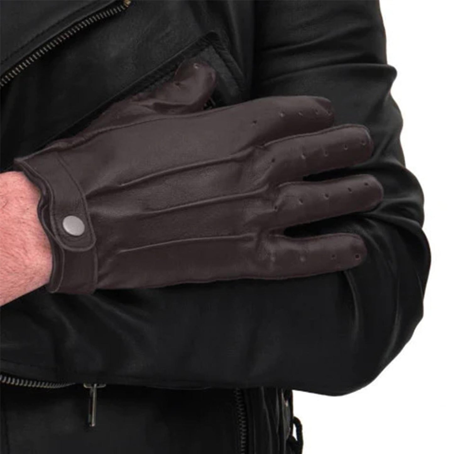 Mens Leather Brown Gloves