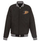 Anaheim Ducks Reversible Fleece Jacket with Faux Leather Sleeves  JH Design - Black/White