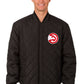 Atlanta Hawks  Leather & Wool  Reversible Jacket w/ Embroidered Logos - Black