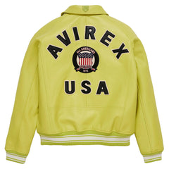 Men’s Avirex Leather Jacket Iconic Avirex Jacket (Yellow-Green)