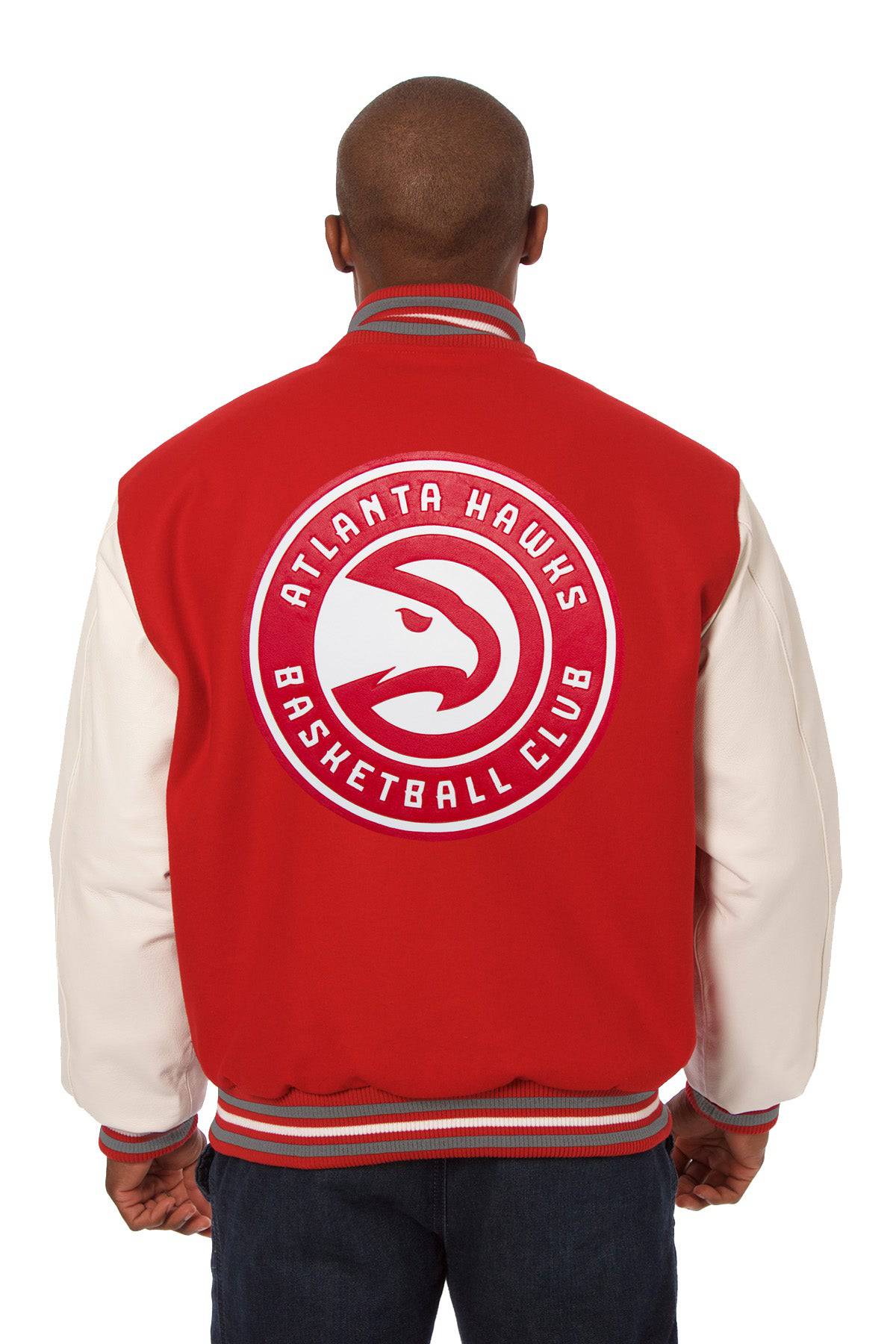 Atlanta Hawks Domestic Two-Tone Wool and Leather Jacket-Red/White