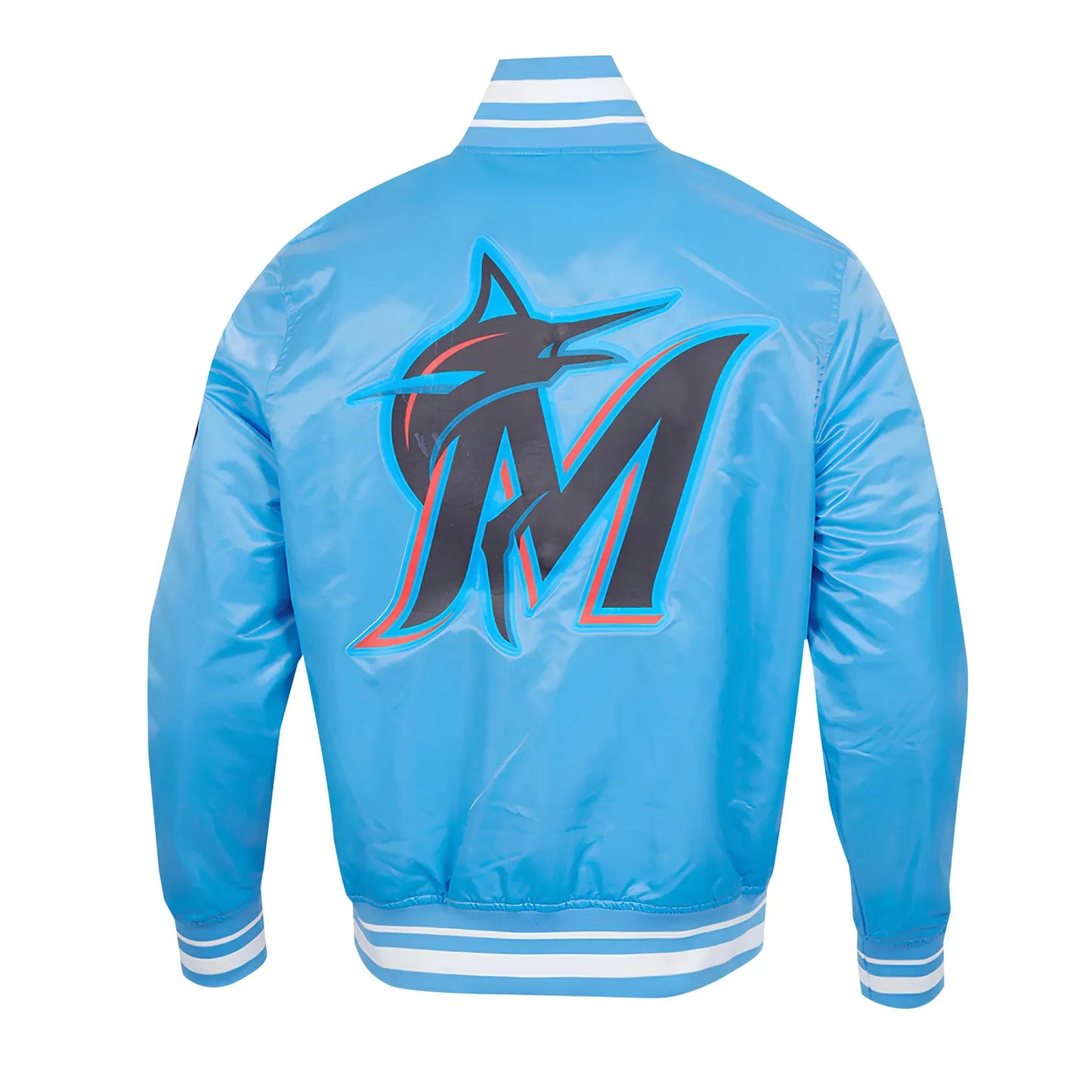 MLB Miami Marlins Varsity Jacket Sky Blue Satin Jacket Letterman Jacket Baseball Jackets