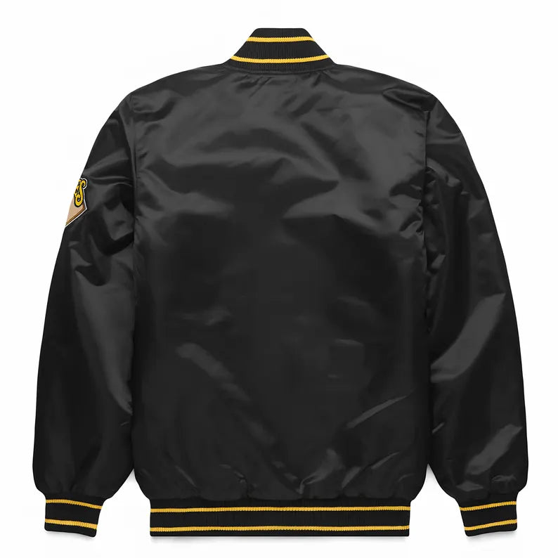 MLB Pittsburgh Pirates Varsity Jacket Satin Jacket- Black