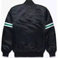 Men NY Jets NFL Black Satin Bomber Style Letterman Embroidered Varsity Jackets