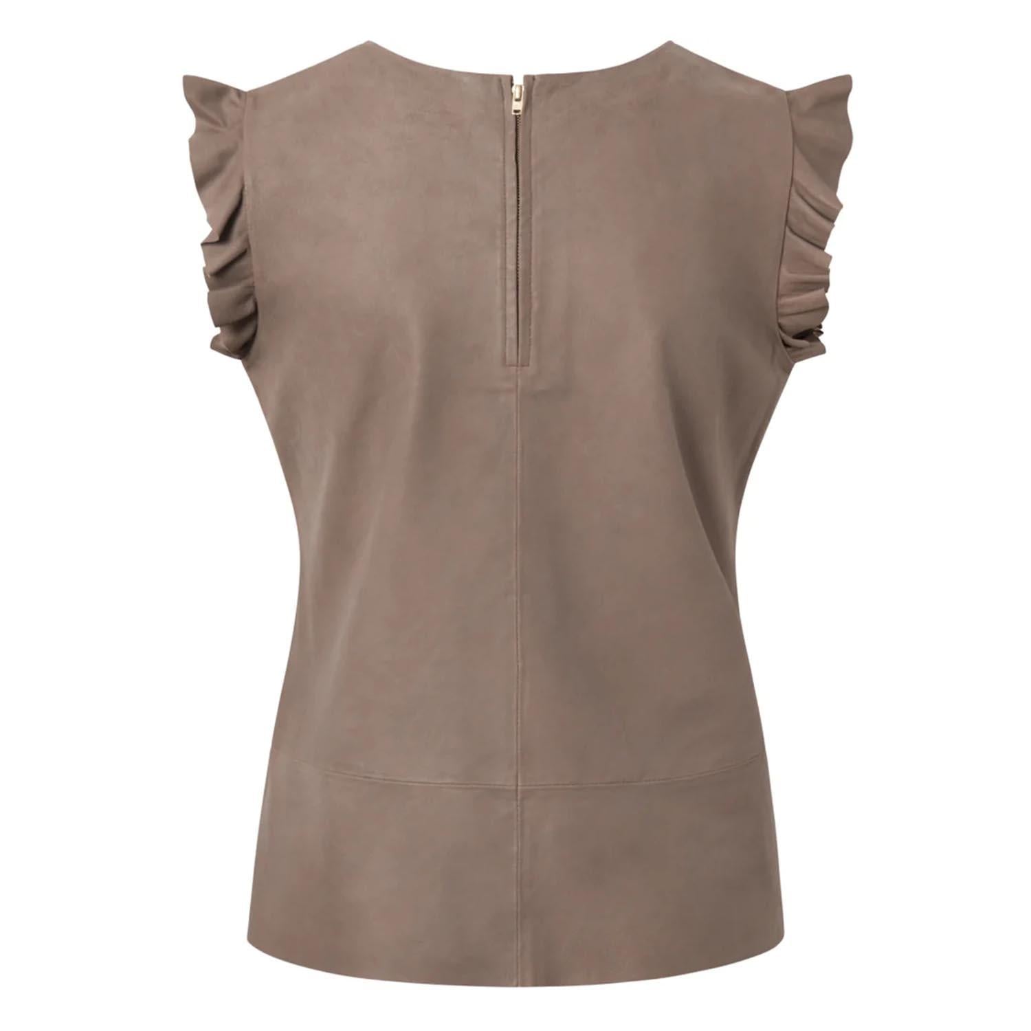 Factory Price Leather Women’s Top in Soft Quality Mud Grey