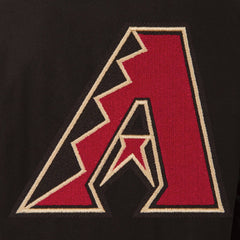 Arizona Diamondbacks Leather & Wool Reversible Jacket w/ Embroidered Logos - Black