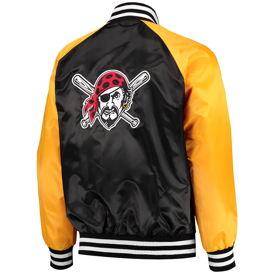 MLB Pittsburgh Pirates Varsity Jacket Satin Jacket Baseball Jacket Team Varsity Jackets Custom Varsity Jackets Letterman Jacket-Black Golden