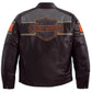 Harley Davidson Men's Biker Blocked B&S Black Leather Jacket Motorcycle Jackets