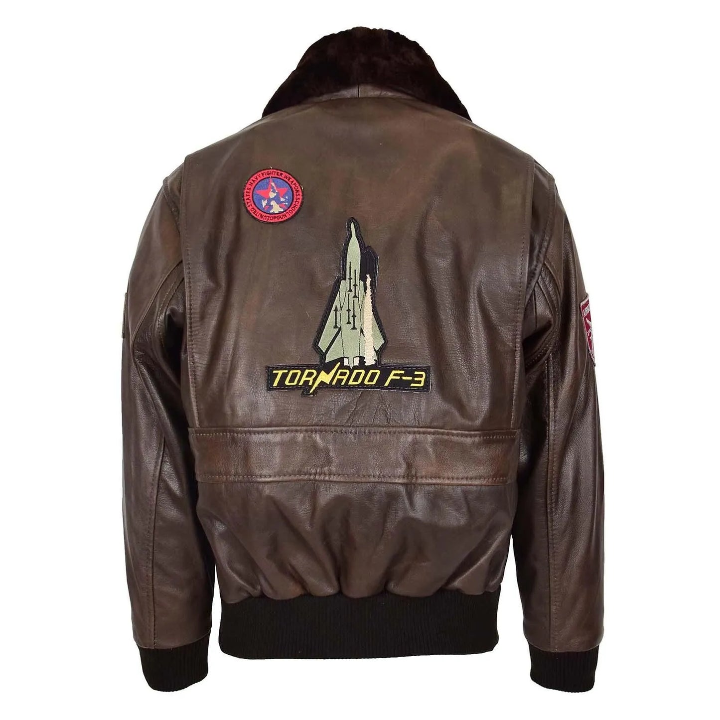 Premium Quality Mens Bomber Leather Jacket Air Force Style Lester Brown