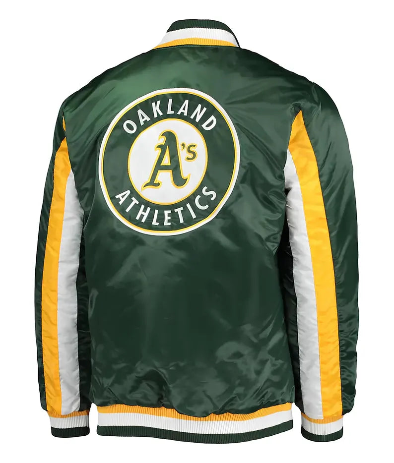 MLB Oakland Athletics Varsity baseball Satin Jacket-Green