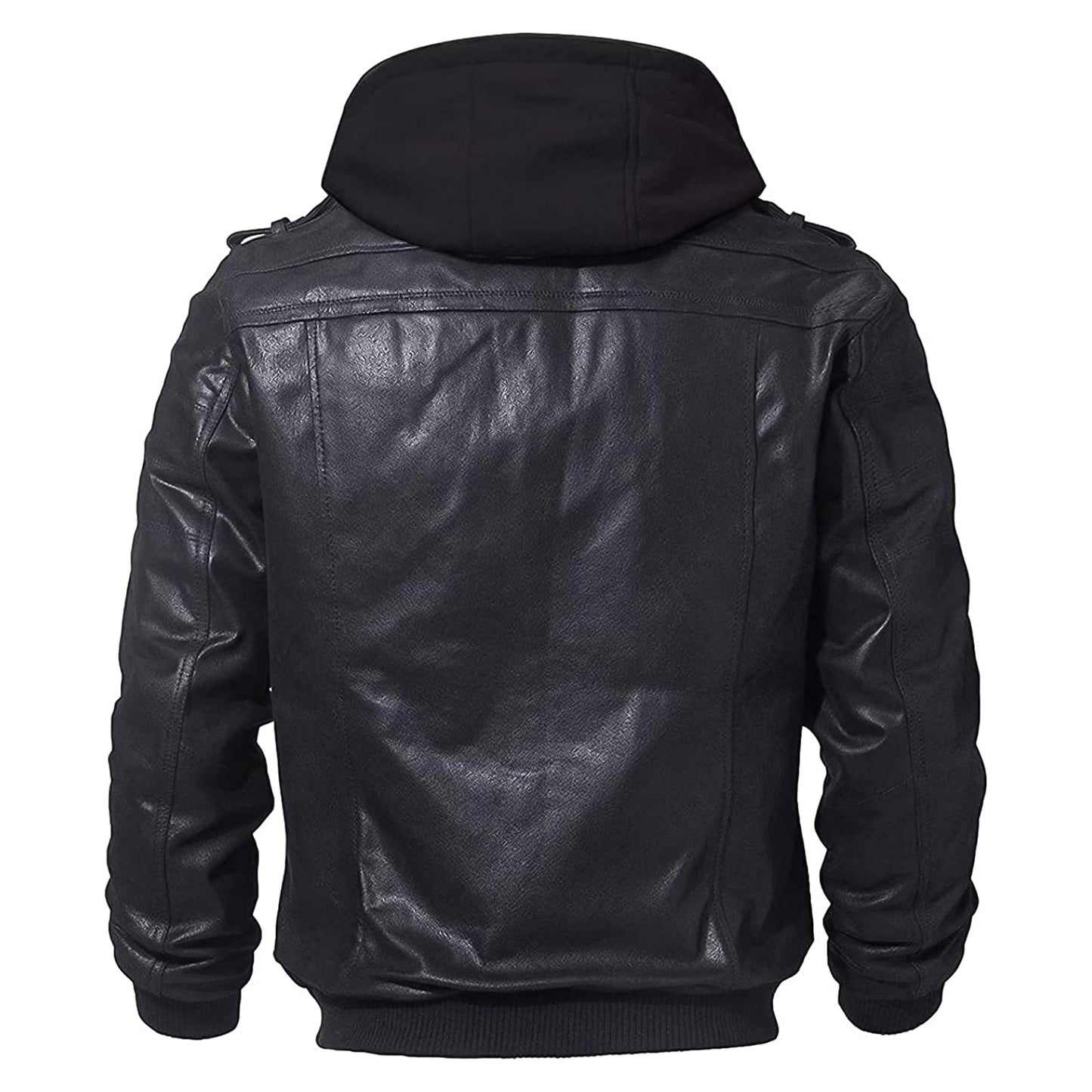 Premium Quality Men’s Real Leather Jacket with Removable Hood
