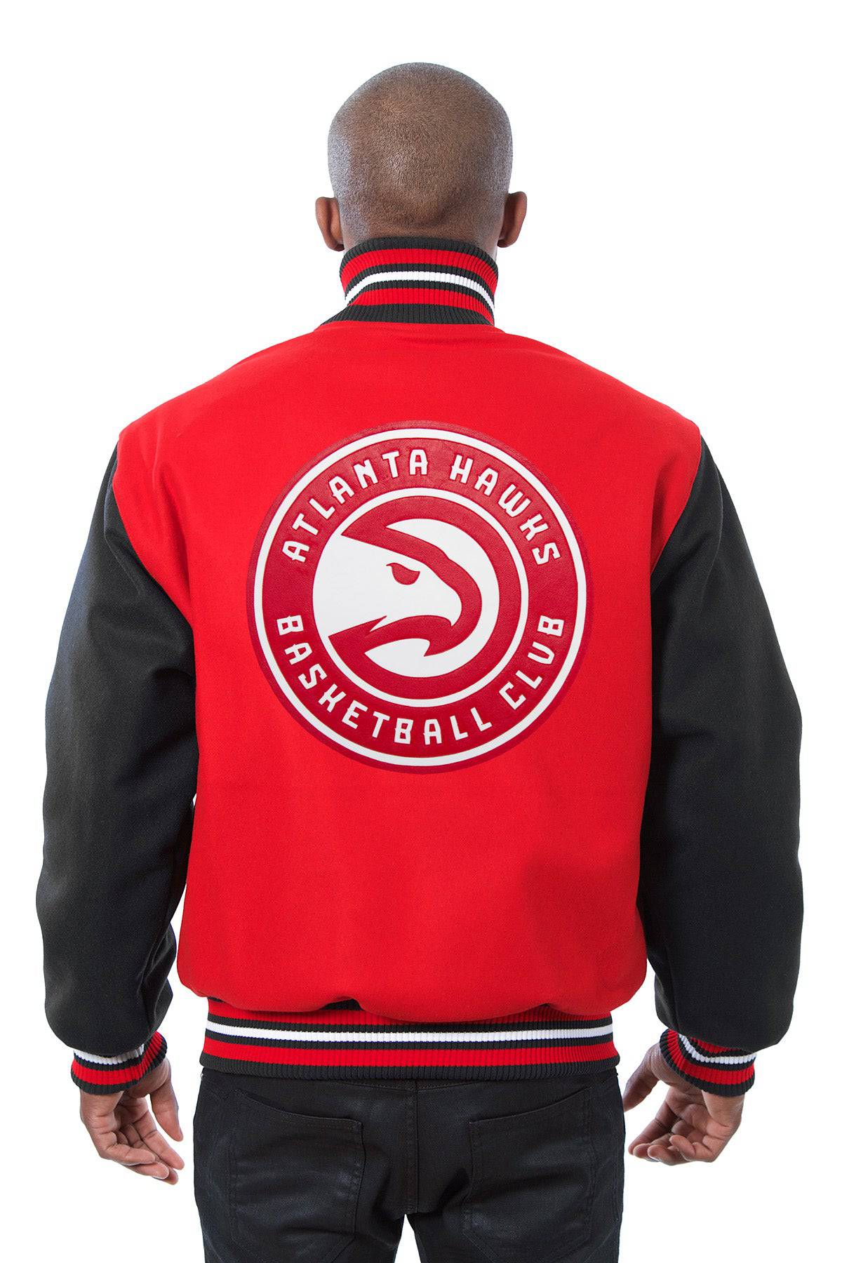 Atlanta Hawks Embroidered Wool Jacket - Red/Black