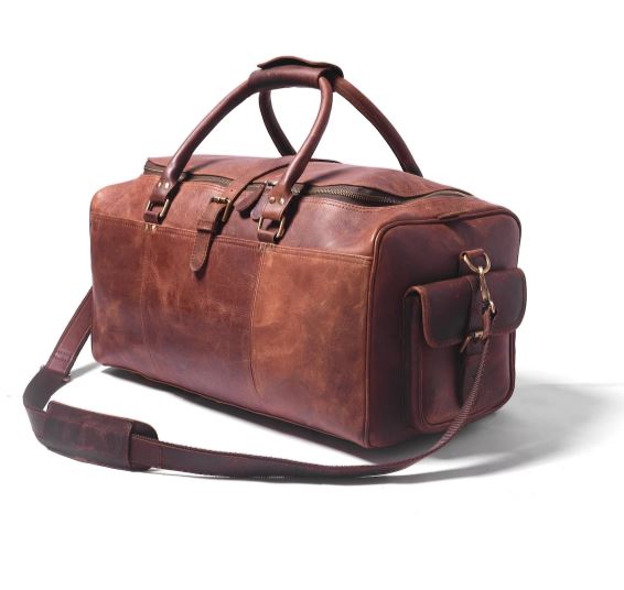 Personalized Full Grain Leather Duffle Bag