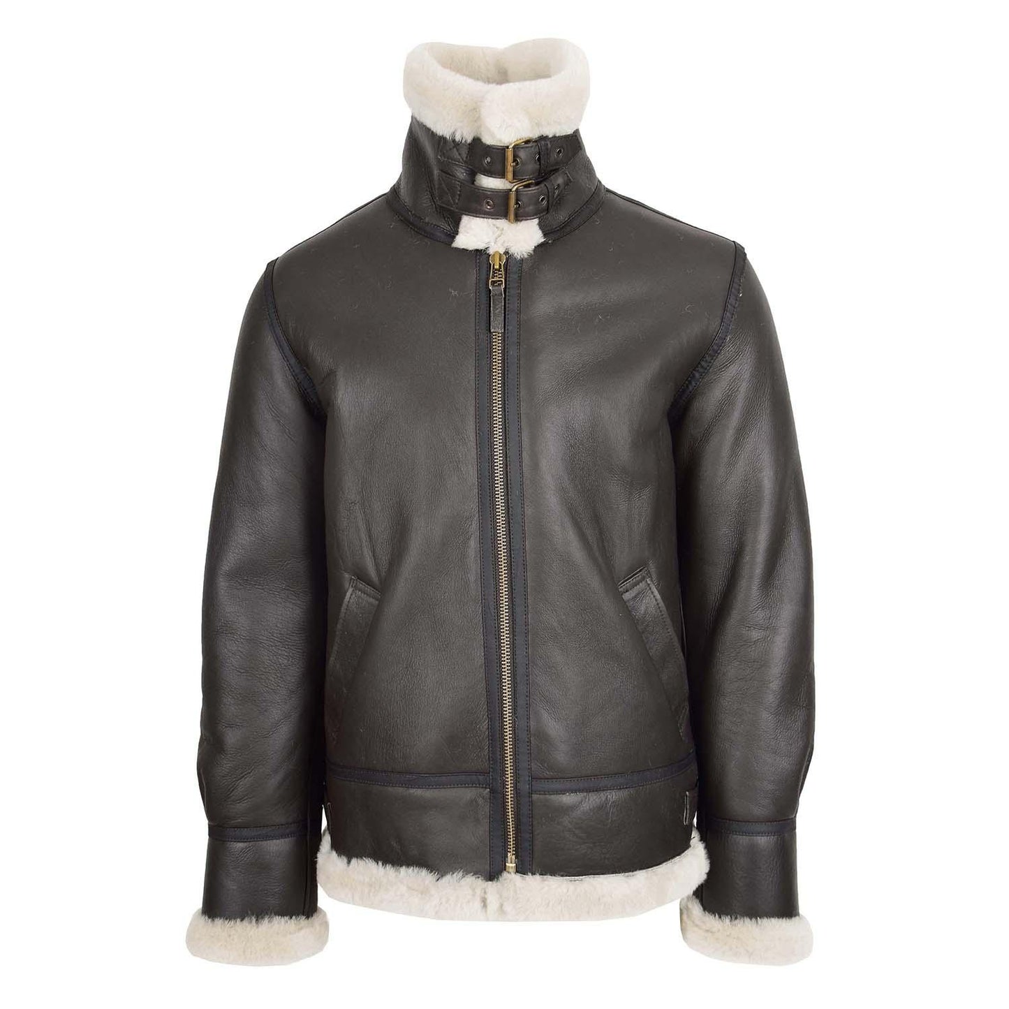 Men’s Classic B3 Original Sheepskin Jacket Brown White