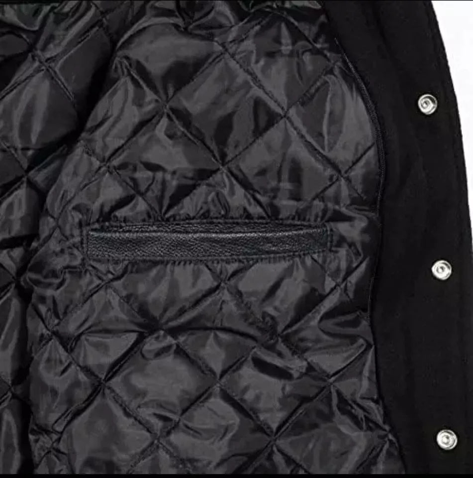 Men NY Jets NFL Black Satin Bomber Style Letterman Embroidered Varsity Jackets