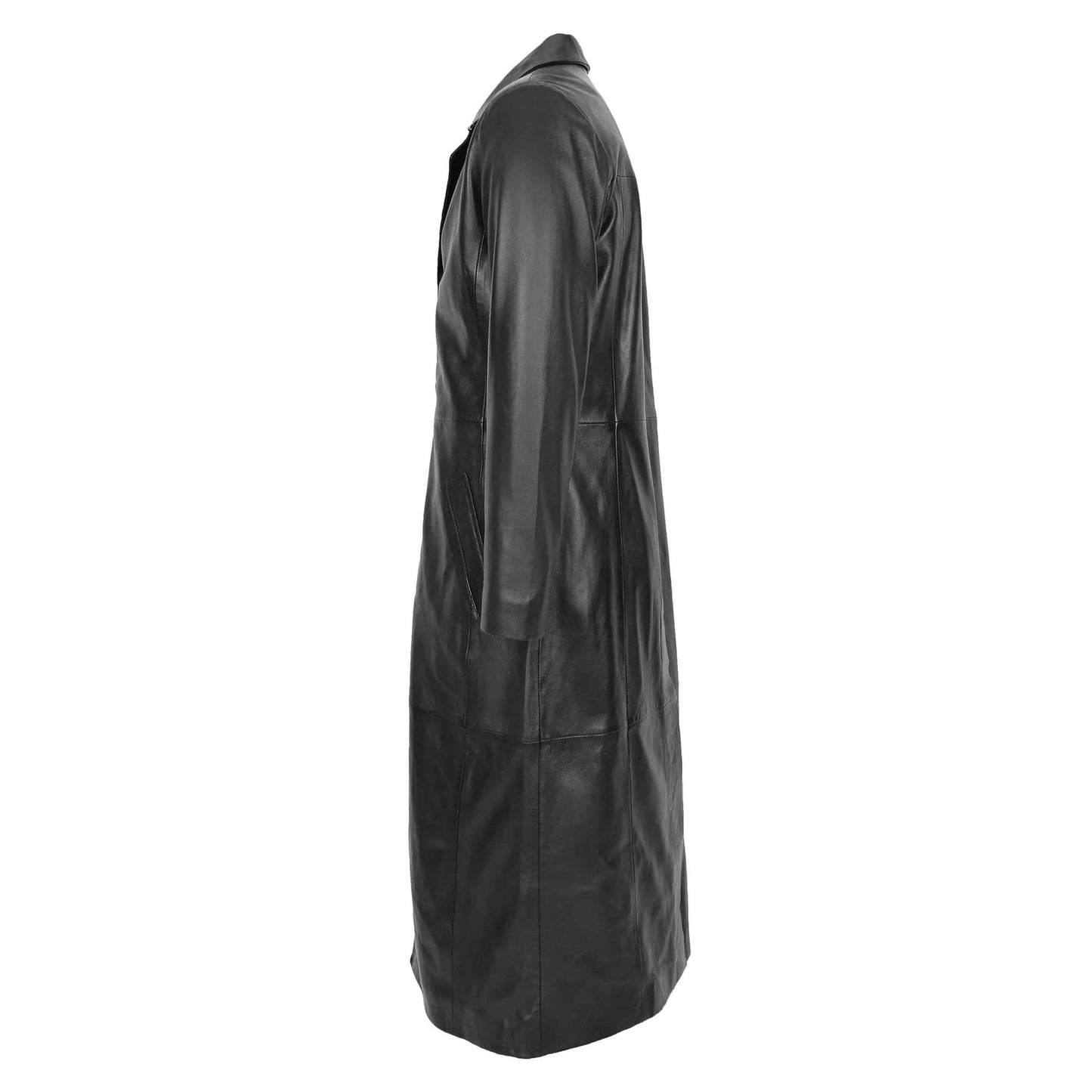 Men's Full Length High Quality Leather Blazer Style Coat Freddie Black