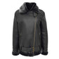 Women's Sheepskin Leather Aviator Cross Zip Pilot Jacket Lena Black