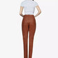 Straight Leg Brown Leather Pants for Women - Finest Real Leather Pants