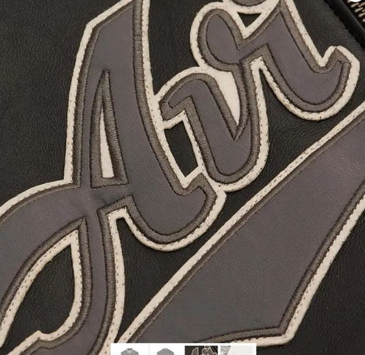 Avirex Script USA Varsity Leather Jacket- Black