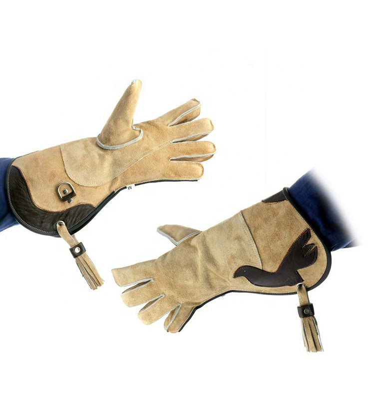 Pack of 10 Custom Left Hand Falconry Gloves – Durable Suede Leather Eagle & Bird Handling Gloves for Cold Weather