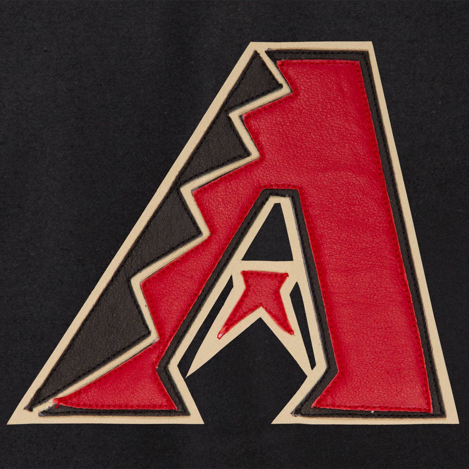 Arizona Diamondbacks Wool Jacket Handcrafted Leather Logos - Black