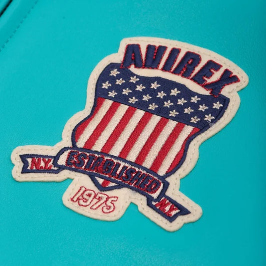 Men’s Avirex Leather Jacket Iconic Avirex Jacket (Blue Green)