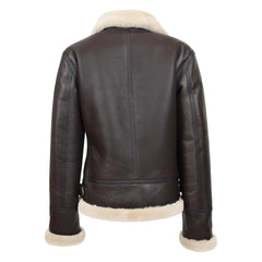 Women's Sheepskin B3 Detachable Hoodie Leather  Jacket Naomi Brown White