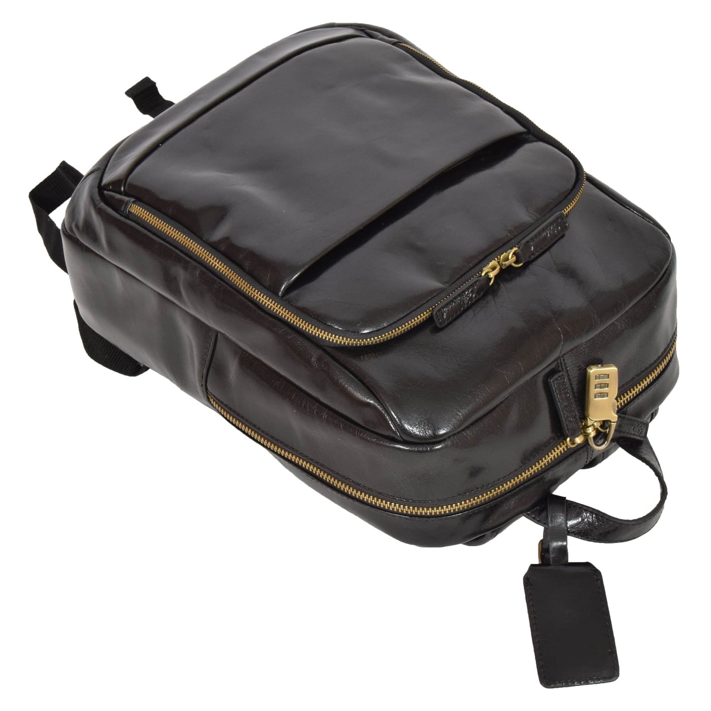 Exclusive Leather Backpack Organizer Rucksack Peru Black Beg