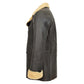 Mens Double Breasted Sheepskin Leather Jacket Theo Brown