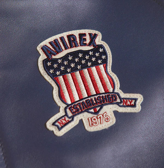 Men's Avirex Stadium Leather Jacket Las Vegas  Avirex jacket Short Body- Black