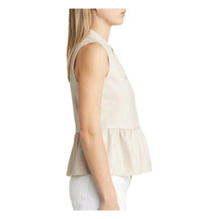 Off White Minimal Peplum Women’s Original Leather Tank Top