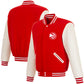 Atlanta Hawks - JH Design Fleece Jacket with Faux Leather Sleeves - Red/White