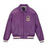 AVIREX Men's Real Bomber Jacket American Flight purple Leather Jackets