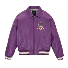 AVIREX Men's Real Bomber Jacket American Flight purple Leather Jackets