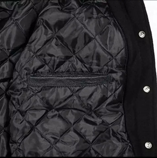 Kansas City Cheifs Satin Bomber Style Letterman Heavyweight Varsity Jackets-Black