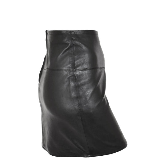 Ladies Leather 16inch Mini Length Pencil Skirt SKT5 Black
