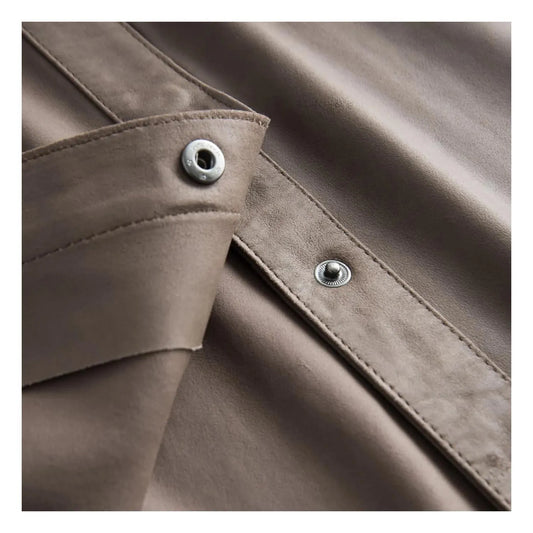 Soft High Quality Women’s Nero Leather Shirt Mud Grey