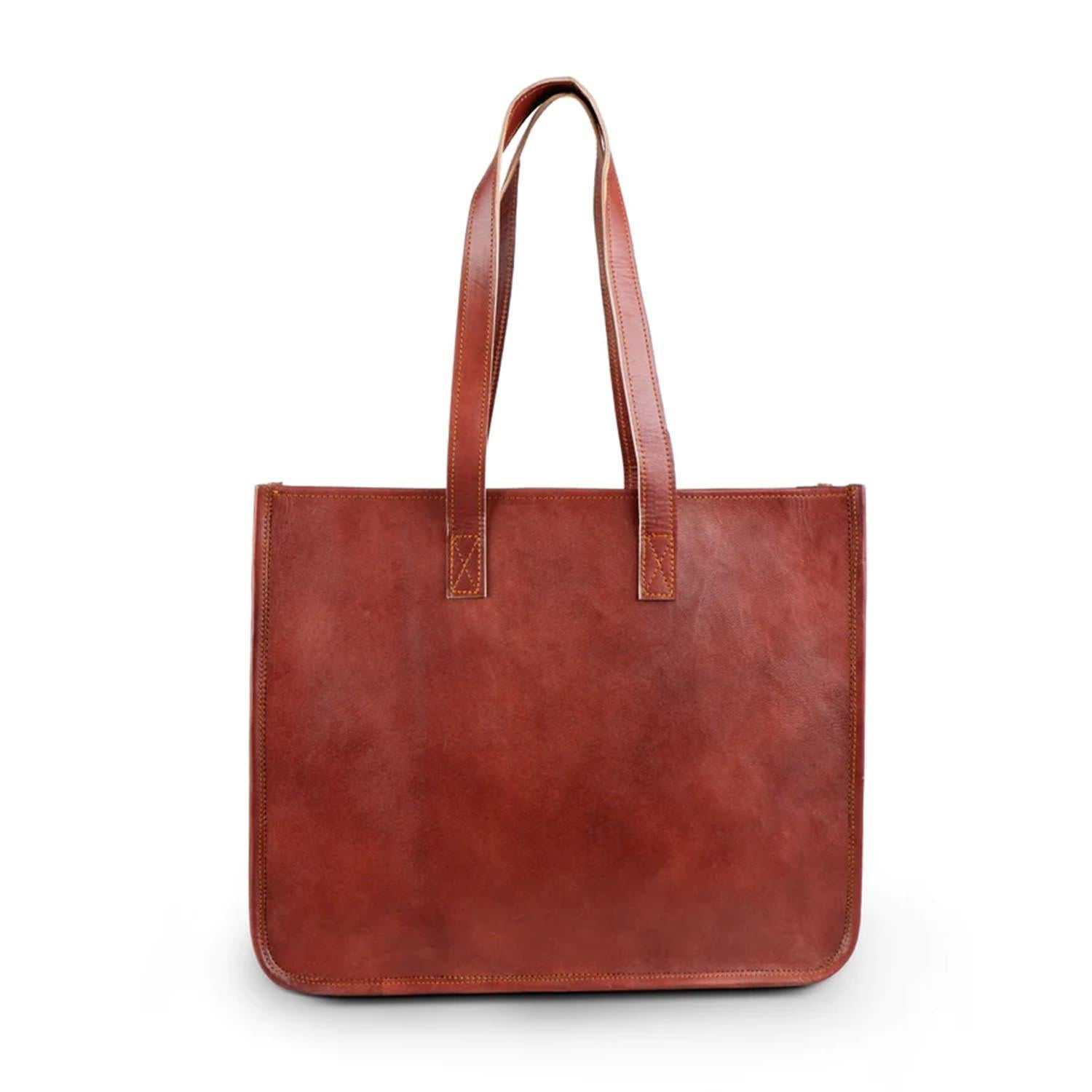 Trendy Look Athena Women’s Leather Tote Bag Vintage Genuine Brown Leathers