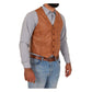 Mens Button Fastening Sheepskin Leather Waistcoat Nick Tan
