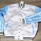 Satin jacket Carolina Blue Arms White Body and Varsity Jacket with Ribbed Cuffs, Interior Zipper, and Starter Sport Jackets