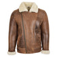 Mens Aviator Sheepskin Pilot Jacket Blen Vintage Brown