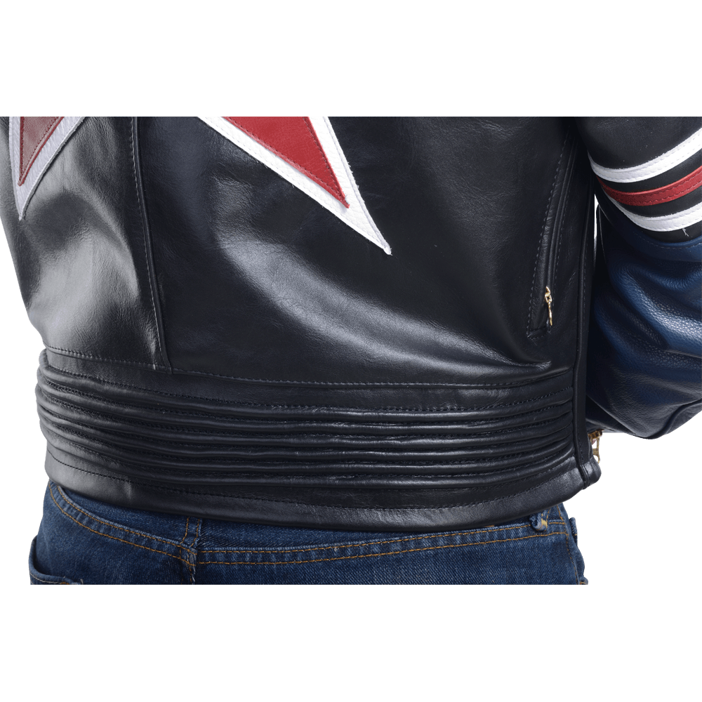 Vanson Star Jacket Leather Jacket Black + Red Competition Lea.