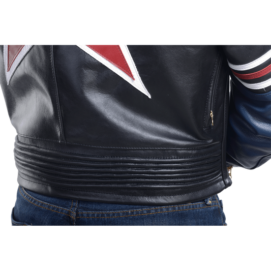 Vanson Star Jacket Leather Jacket Black + Red Competition Lea.