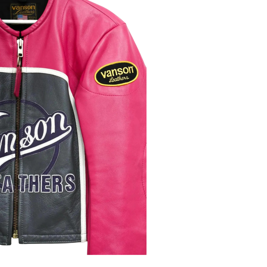 Genuine Cowhide Vanson Performance Pink Motorbike Leather Jacket for Women