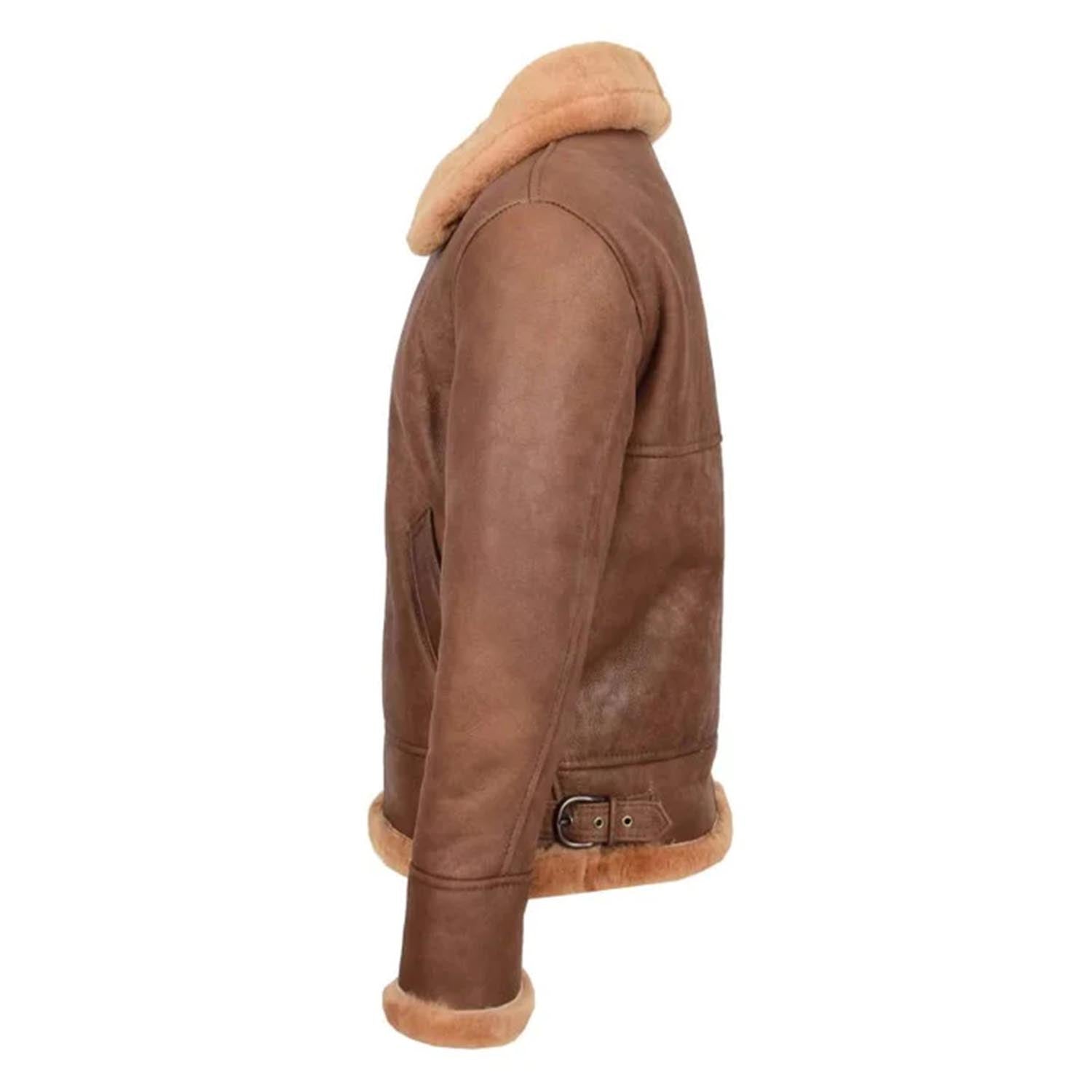 Mens Vintage Sheepskin Aviator B3 Jacket Felix Tan