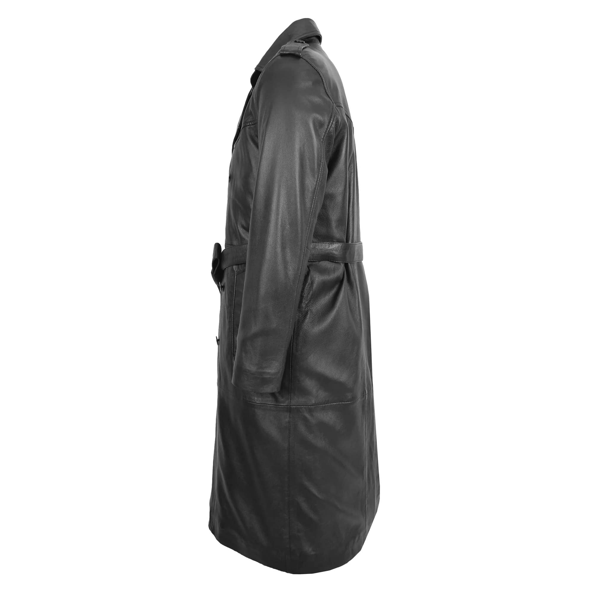 Primum Quality Mens Leather 3/4 Length Classic Coat Jimmy Black