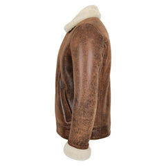 Mens Aviator Sheepskin Pilot Jacket Blen Vintage Brown