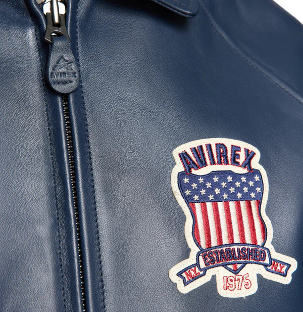 Men's Avirex Stadium Leather Jacket Las Vegas  Avirex jacket Short Body- Black